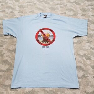 Vintage Screen Stars Shirt Mens XL Blue Short Sleeve Single Stitch Smoke Busters